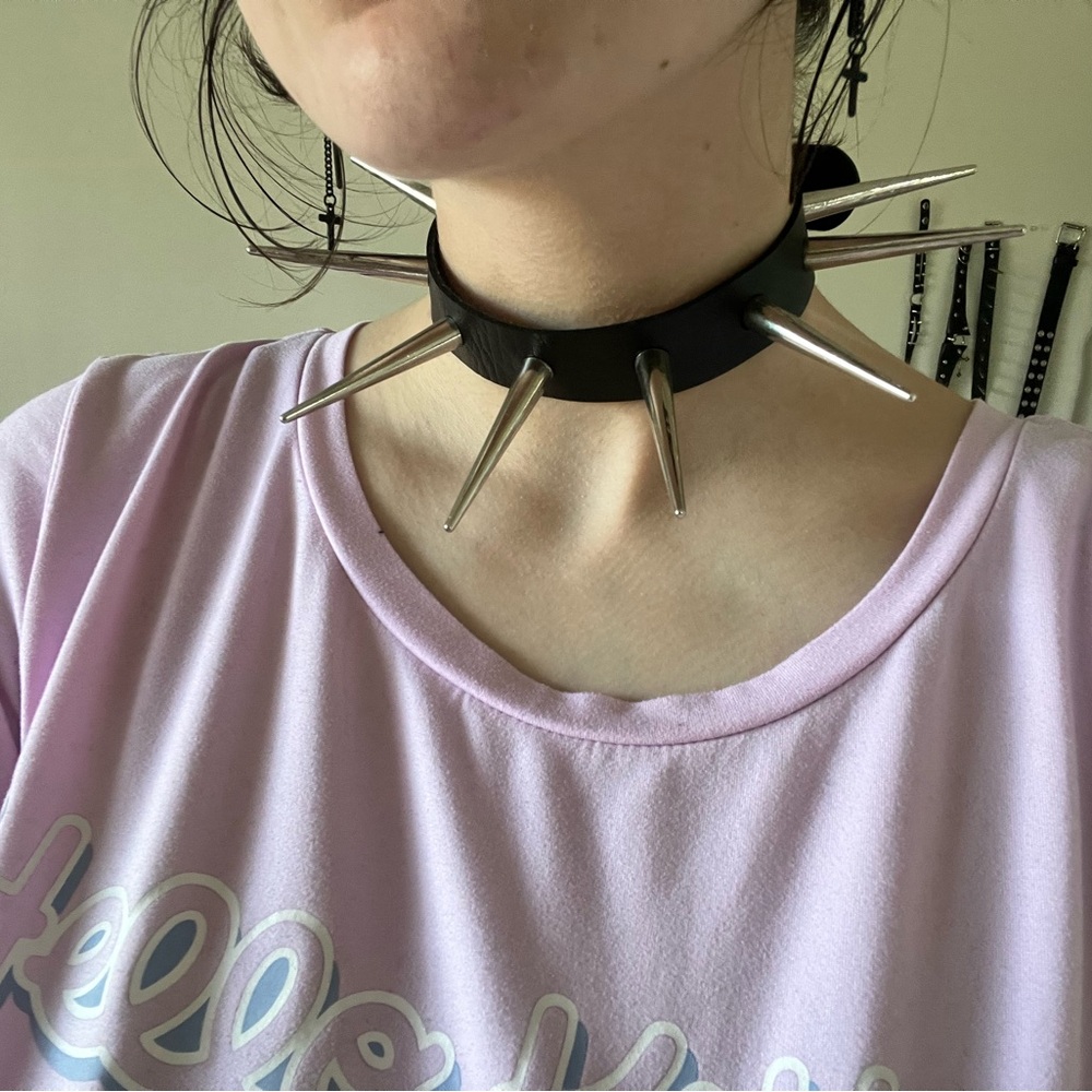 Black Spiked Choker Necklace